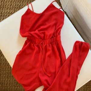 Red Spaghetti Strap Jumpsuit